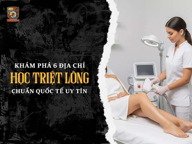 Hình ảnh giới thiệu 6 địa chỉ học triệt lông chuẩn quốc tế uy tín kèm cảnh thực hành trên máy laser.