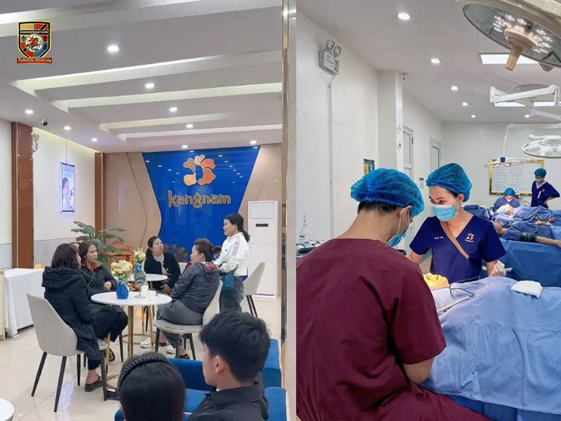 Sảnh chờ tư vấn khách hàng và phòng phẫu thuật hiện đại tại Kangnam, một địa chỉ làm hồng nhũ hoa uy tín.