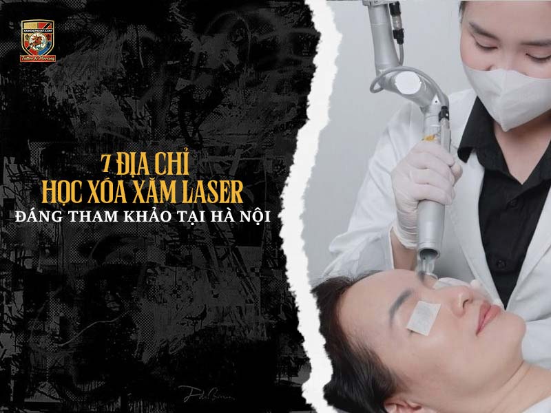 7 địa chỉ học xóa xăm Laser đáng tham khảo tại Hà Nội - Banner quy trình thực hành xóa xăm chuyên nghiệp.