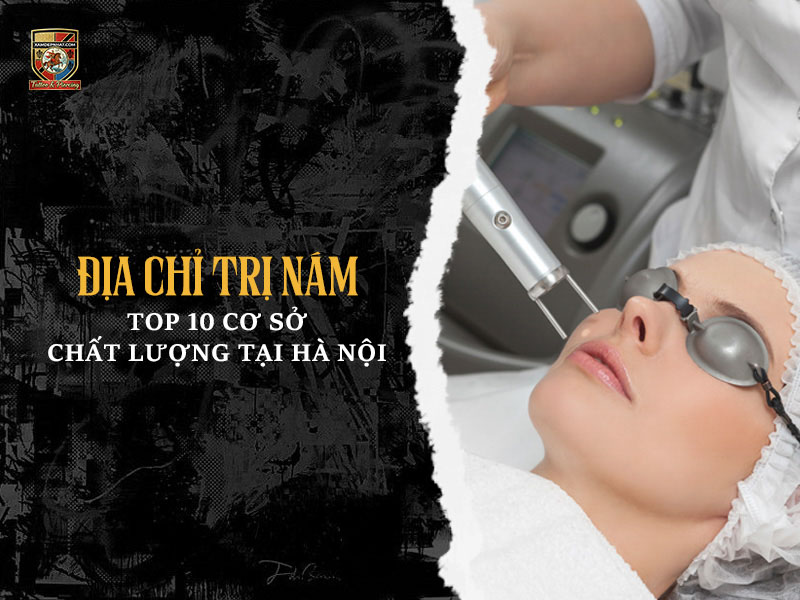 Bác sĩ điều trị laser da mặt cho nữ khách hàng trên banner top 10 địa chỉ trị nám chất lượng tại Hà Nội