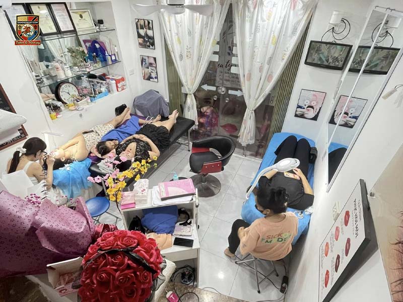 Busy aesthetic studio at Tit Mi Beauty known for semi-permanent makeup and the best areola micropigmentation in Hanoi
