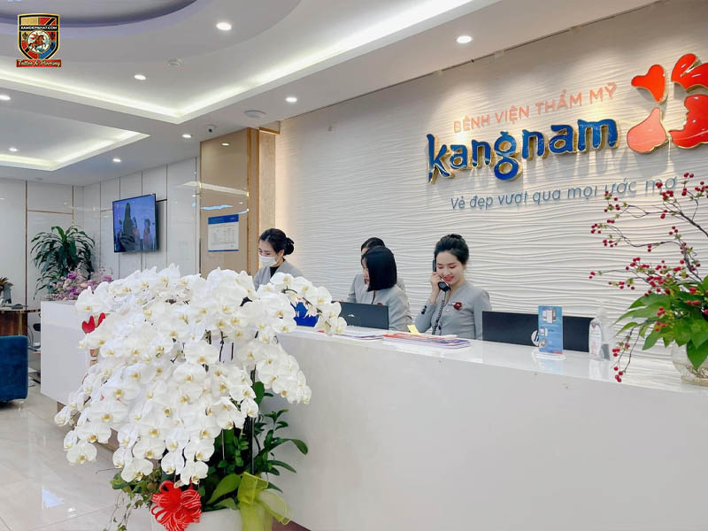 Quầy lễ tân khang trang của bệnh viện thẩm mỹ Kangnam địa chỉ giãn mao mạch uy tín