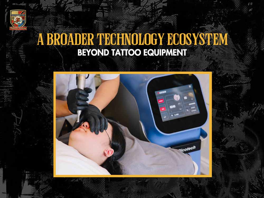 Technician performing Picotech laser melanin clearing supporting skin camouflage tattoo in Hanoi