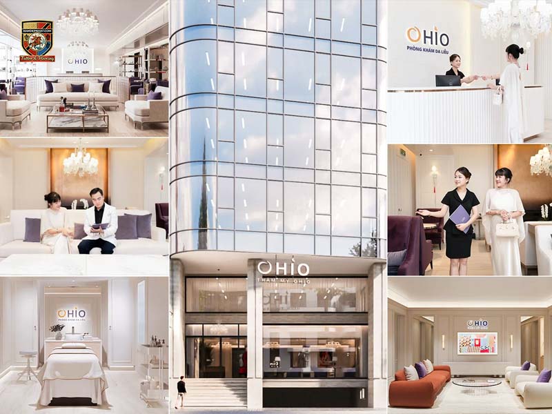 Exterior and interior facilities of Ohio dermatology clinic for spider vein treatment near me in Hanoi.